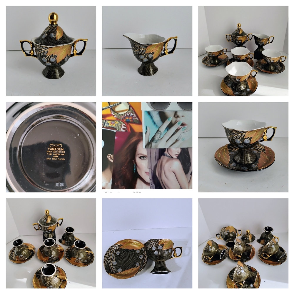 YAMASEN Tea Set Fine Porcelain 24ct Gold Plated